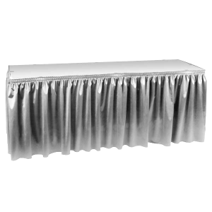Silver Poly Knit Table Skirting for Trade Show and Event Displays
