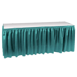 Teal Poly Knit Table Skirting for Trade Show and Event Displays