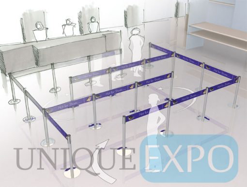 Line Queue with Six Inch Belt Stanchions